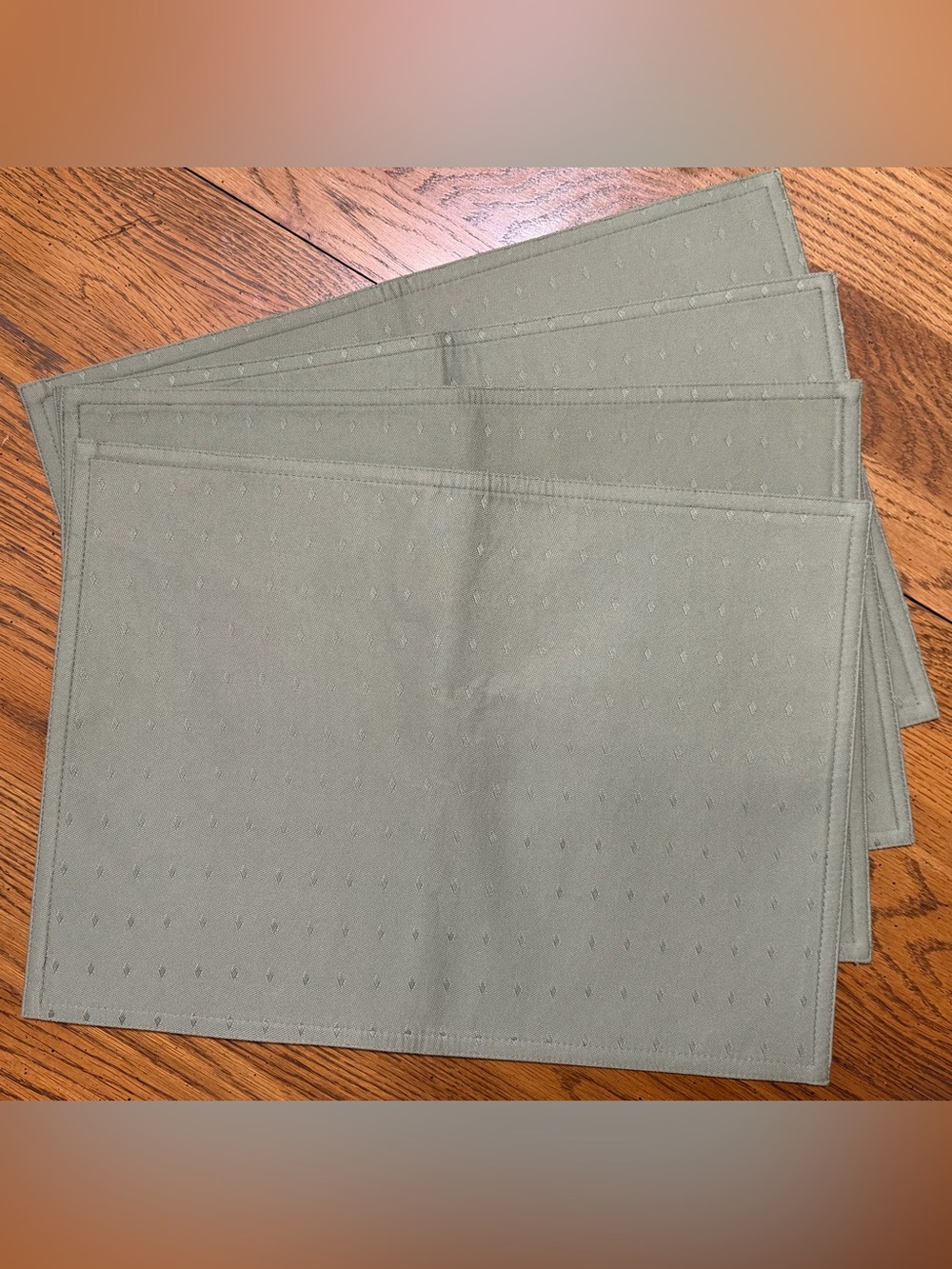 Set of 4 Olive Green Dining Placemats - Textured Dot Weave